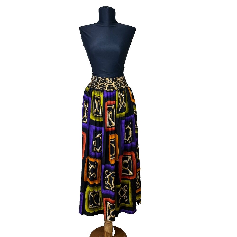 Vintage Platinum Dorothy Schoelen Maxi Skirt Sz 10 USA made pleated